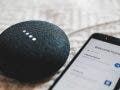Turned-on charcoal Google Home