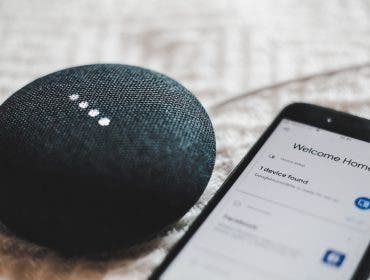 Turned-on charcoal Google Home
