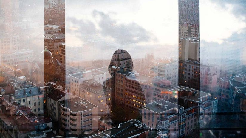 double exposure cityscape