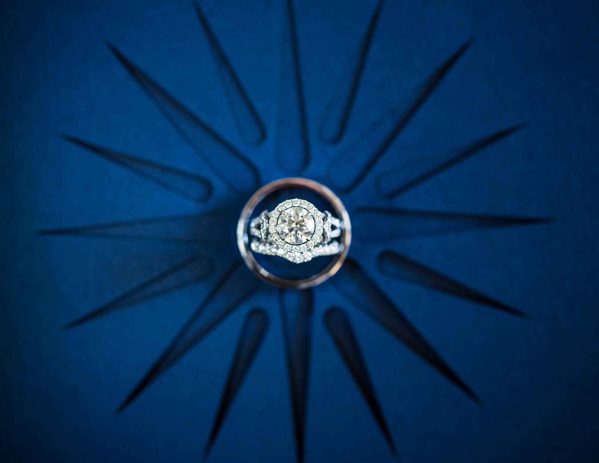 wedding rings on invite top down