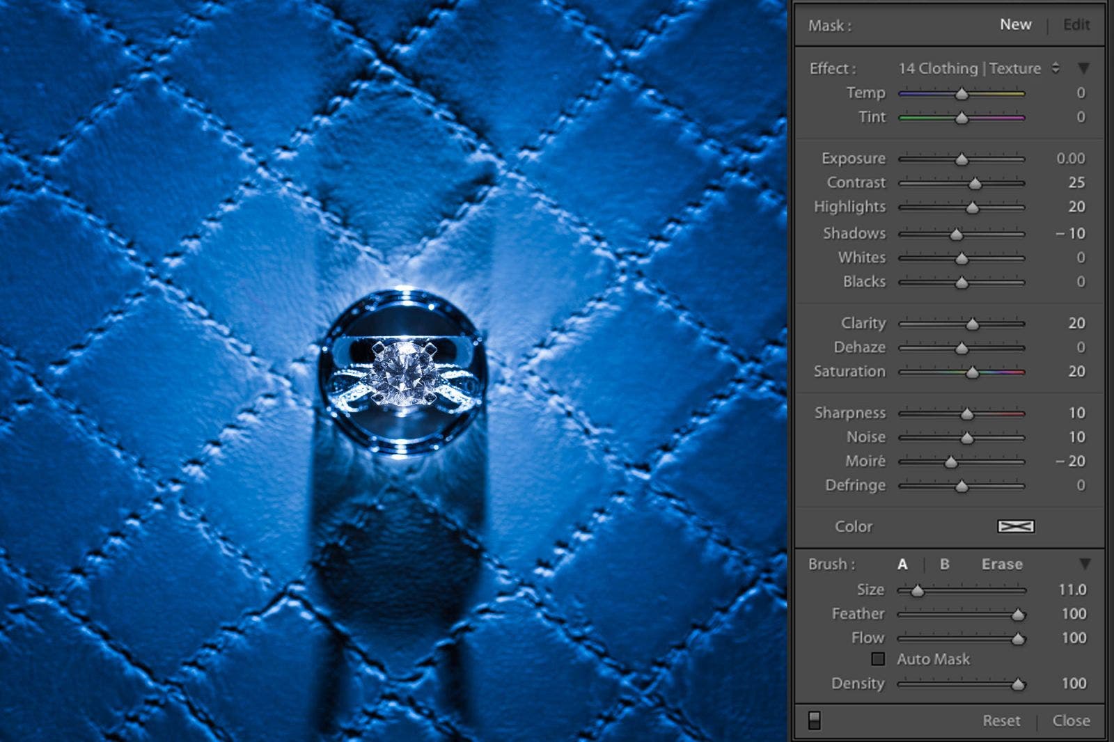 wedding ring photo edit in Lightroom