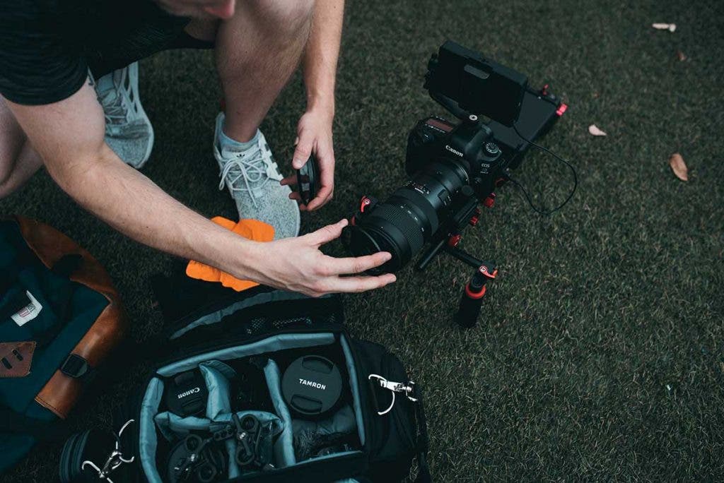 documentary filmmaker with cinema camera