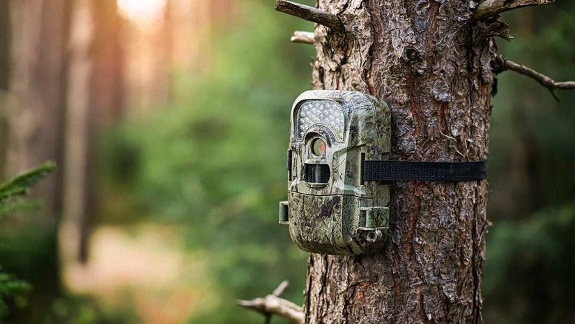 trail camera on tree