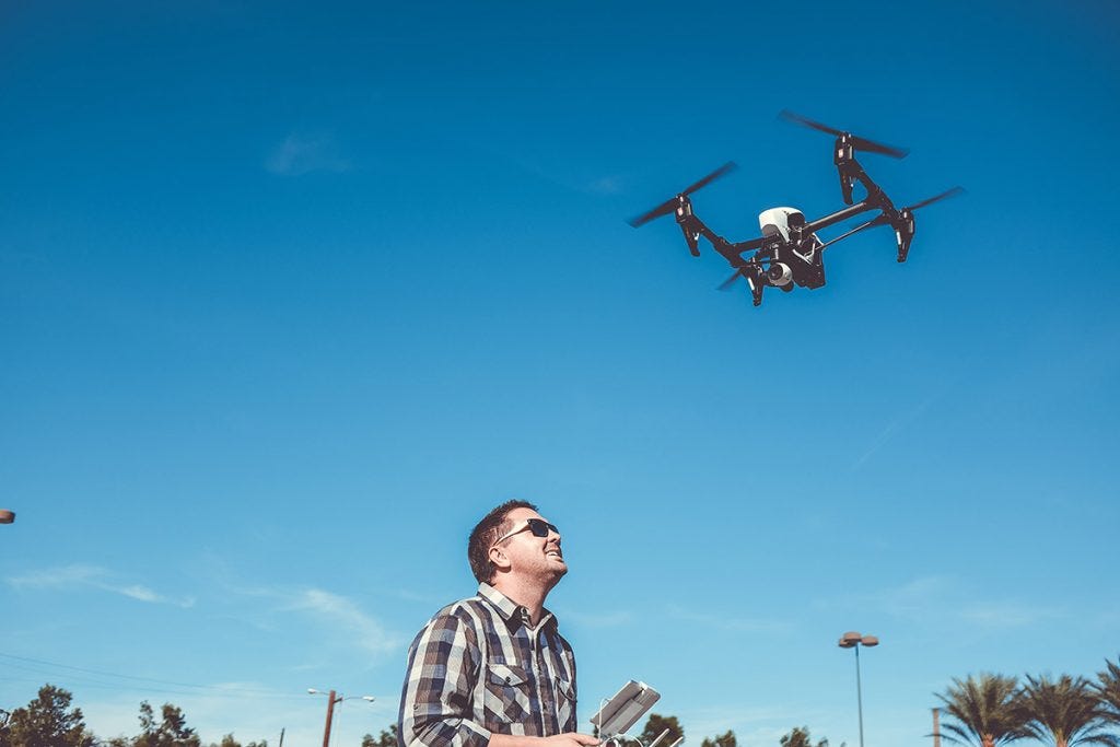 drone pilot flying drone in las vegas