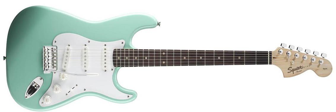 Squier Affinity Series Stratocaster Electric Guitar, Rosewood Fingerboard, Surf Green