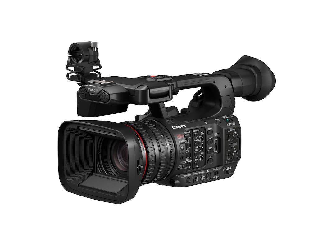 canon fx605 camcorder on white background