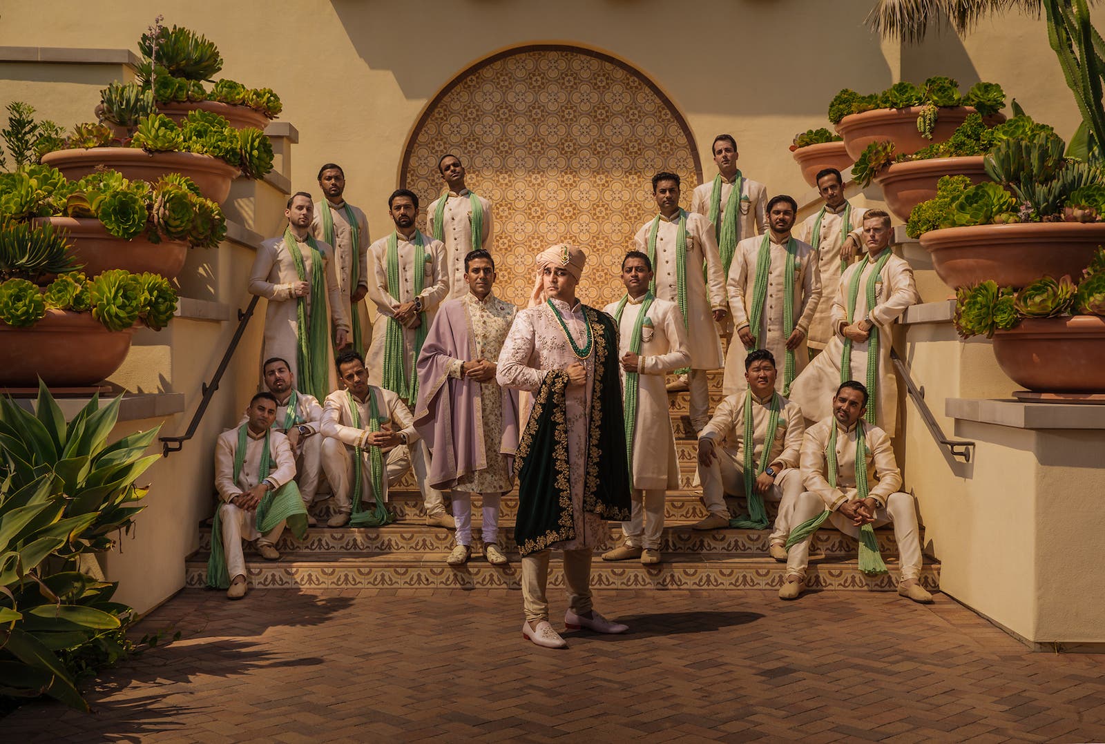 editorial example of group photo poses for groomsmen