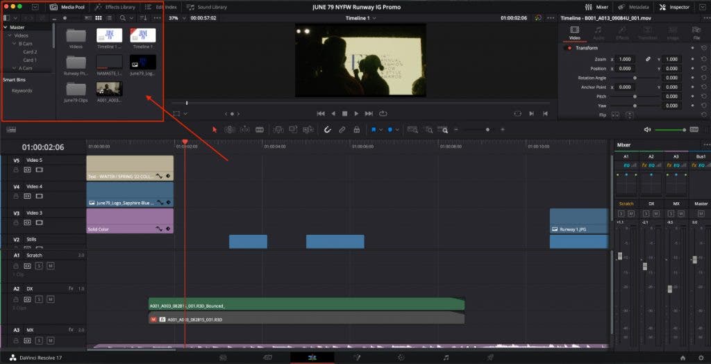 Importing with DaVinci Resolve