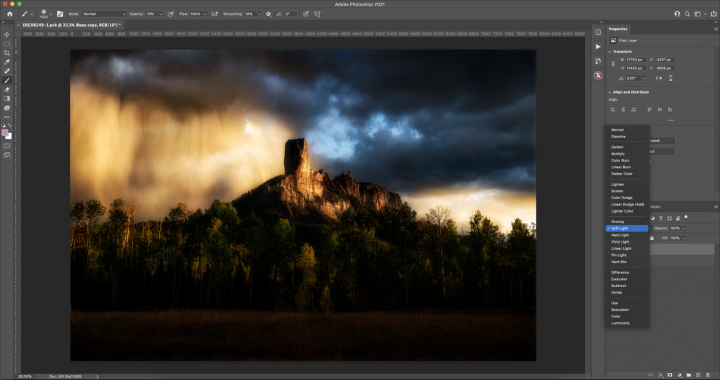 Switch the Blend Mode to Soft Light - Orton Effect