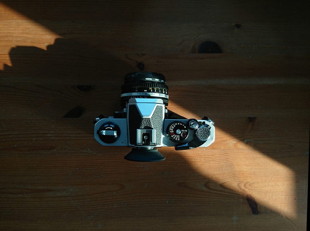 film camera on table