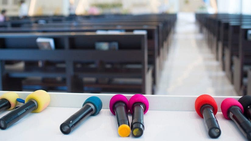 church production audio with microphones