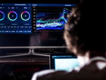 lut color wheels on video editor's monitor
