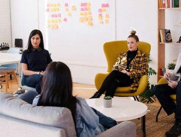 employees in meeting in office