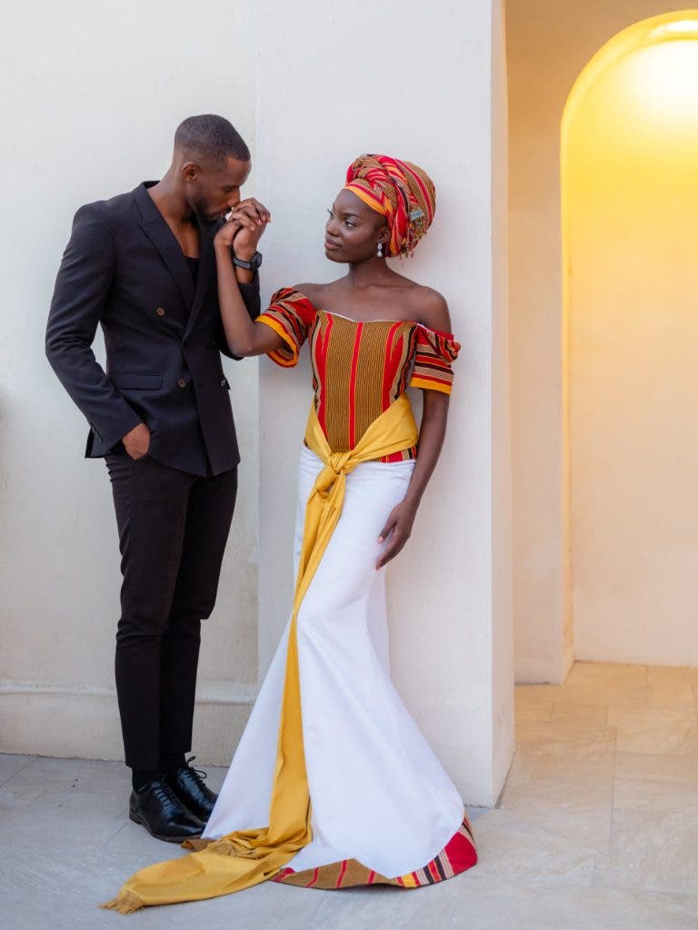 Ugandan bride Mikayla Lupmapa in Arizona wearing modern-day gomesi by Solome Katongole Photo credit: © Petronella Photography http://bypetronella.com
Captured with Fujifilm 55mm f/1.7