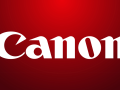 canon logo on red background