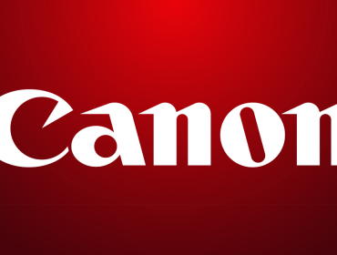 canon logo on red background