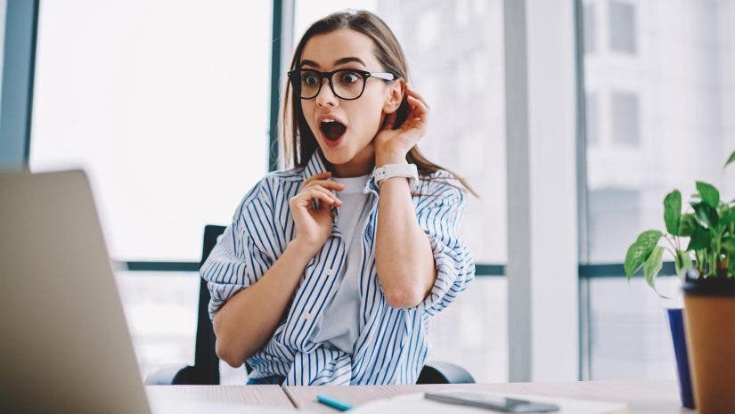 Woman reacting to the Strange Things Adorama Sells