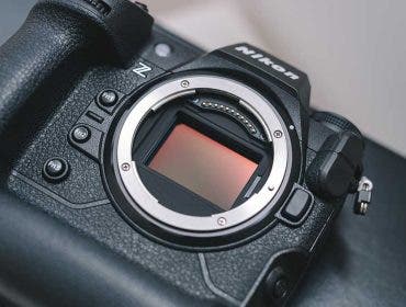 KAUNAS, LITHUANIA - OCTOBER 23, 2022: Closupe view of NIkon Z9 flagship full-frame mirrorless camera sensor. Nikon Corporation is a Japanese multinational corporation headquartered in Tokyo, Japan