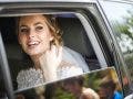 Bride in car