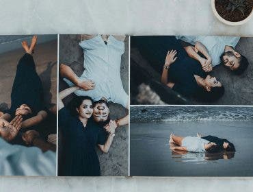Photo prints laid out as a collage