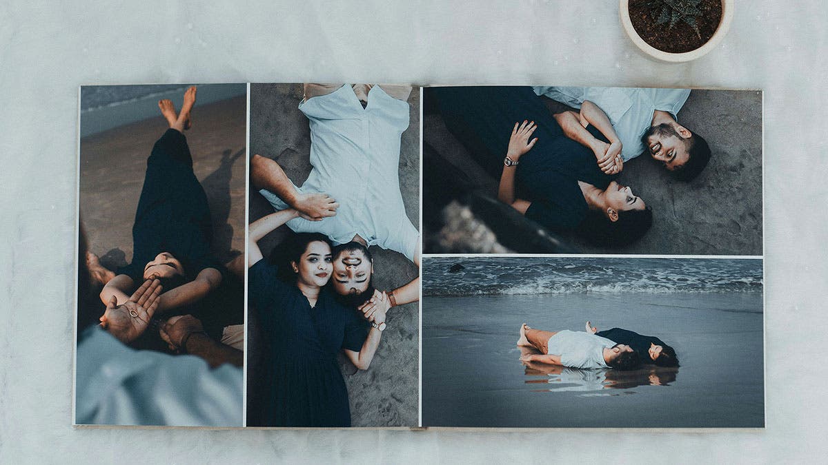 Photo prints laid out as a collage