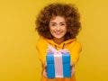 Woman giving fun gifts