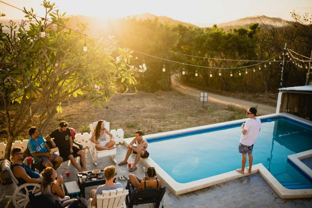 a backyard party with a great entertaining setup