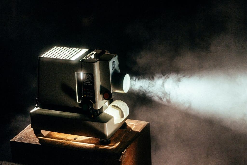 a projector in a smoky area