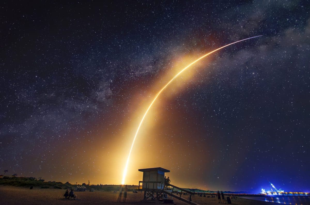 a photo of the Falcon Heavy SpaceX rocket launch, Picturesque Night Adventures example