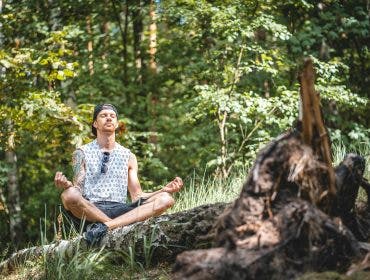 a man doing a list of self-care practices