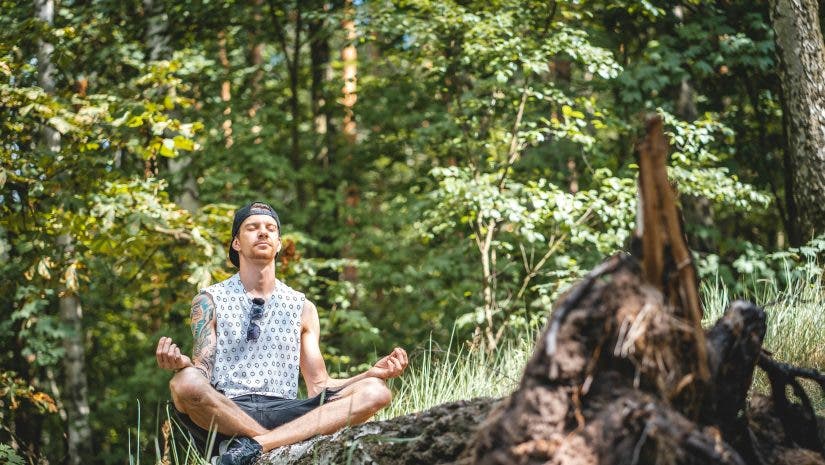 a man doing a list of self-care practices