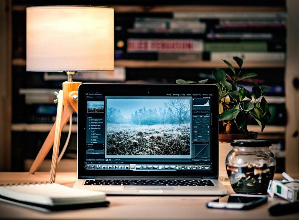 Photo editing on a laptop
