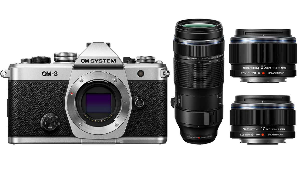 OM-SYSTEM-OM-3-M.Zuiko-Digital-ED-100-400mm-17mm-and-25mm-lenses