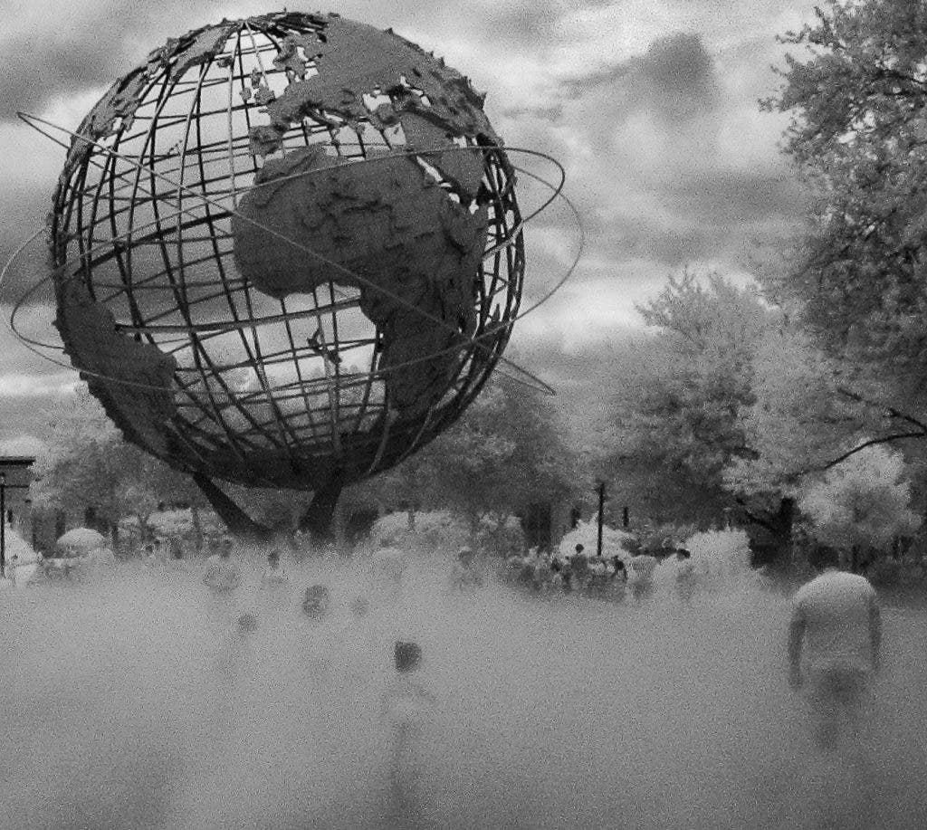 World’s Fair Globe captured with digital infrared