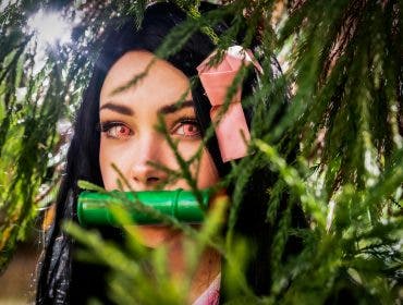 cosplay photography of Nezuko Kamado, a character from Demon Slayer