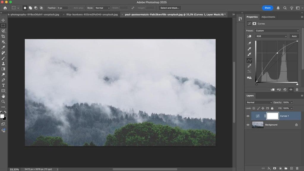 Landscape image - adjusting curves