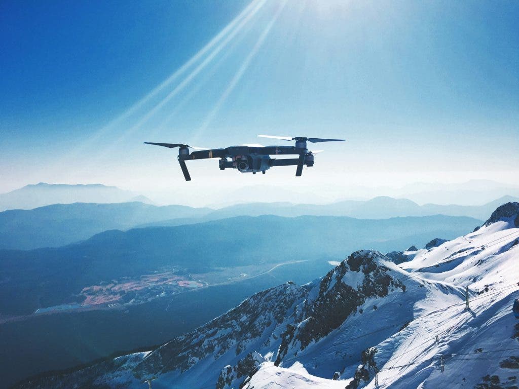 Drone making beautiful aerial shots of mountains.