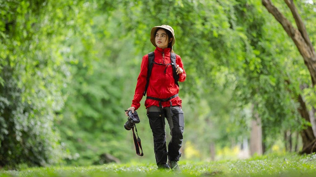 Sustainable Photographer walking