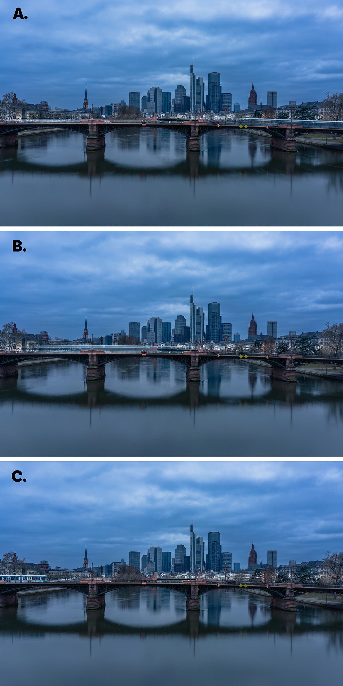 A series of images with a long exposure time-lapse
