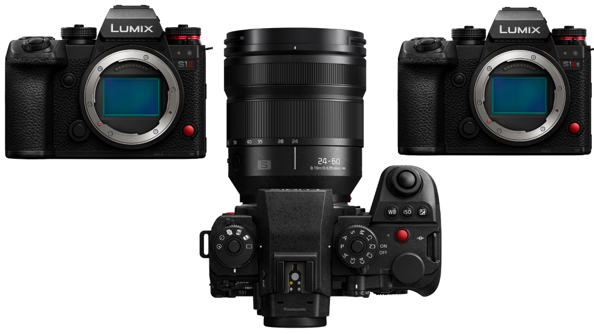 Image of Panasonic LUMIX S11, S11E, and 24-60 lens on white