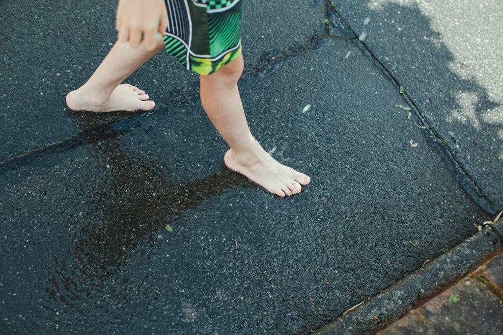 photo of kids having fun with no slippers or shoes