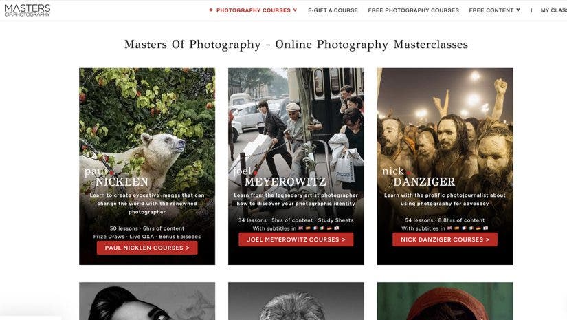 Homepage of the Masters of Photography Course