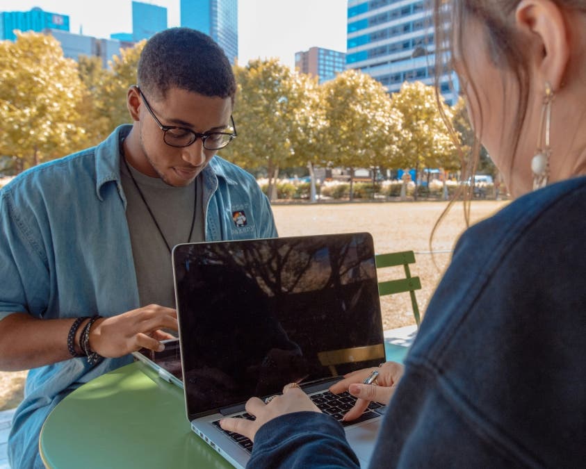 students using academic laptops