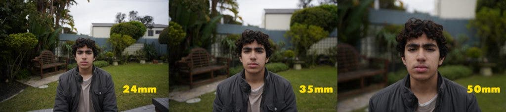 Field of view and perspective comparison between 24mm, 35mm, and 50mm