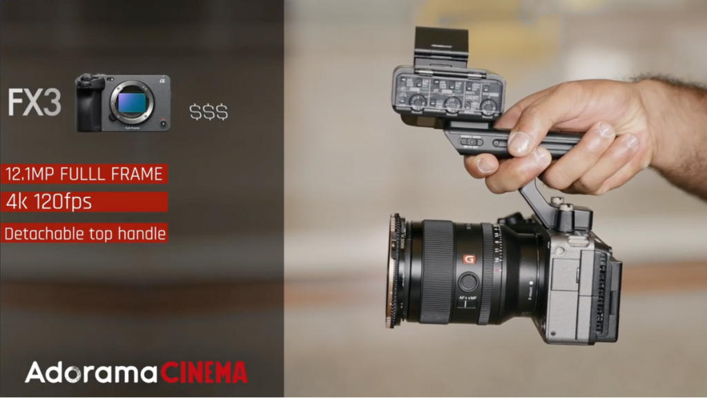 Cinematographer Samuel Bouret discusses the differences between the Sony FX3, Sony FX30, and Sony FX30 in this article and accompanying video. This image shows the FX3 and key specifications