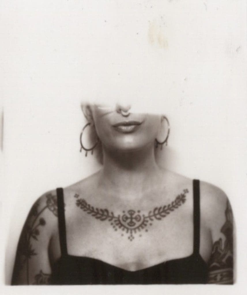 A half developed image from an analog photobooth