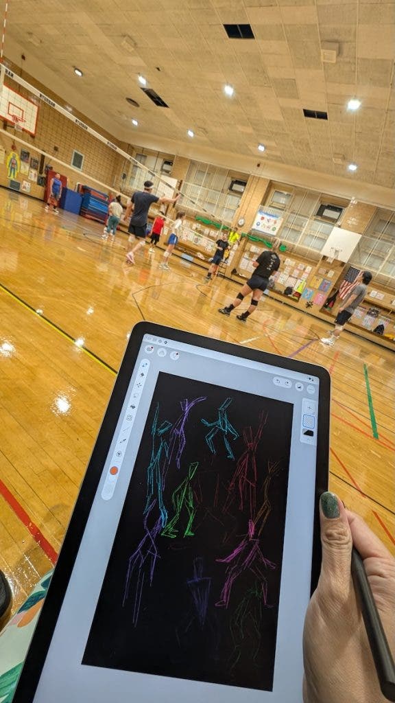 Sketching N.Y. Urban Professionals volleyball game