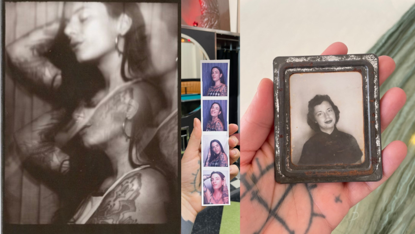 a collage of images from Vintage analog photobooths