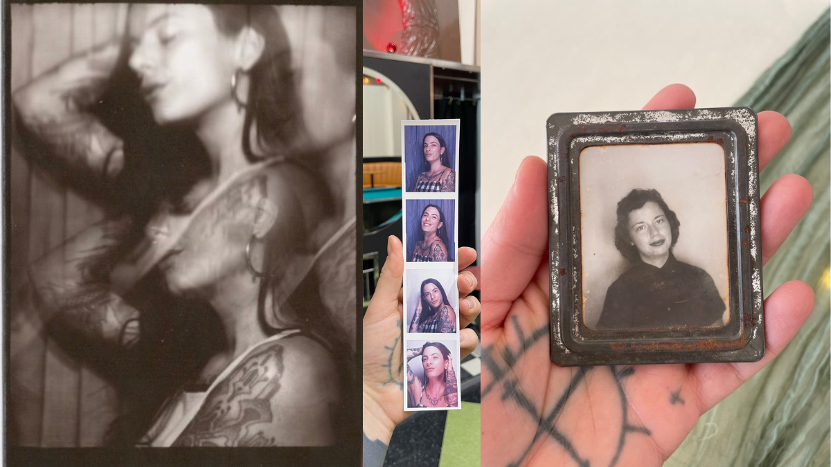 a collage of images from Vintage analog photobooths