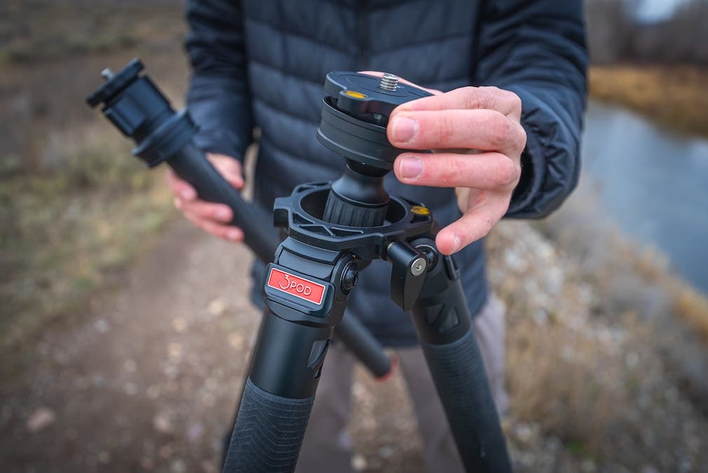 Removing the center column was quick and easy, and installing the leveling base adds a lot of versatility to an already-great tripod.